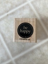 Stampin' Up Be Happy Circle background Rubber Stamp Wood 1 1/8 X 1 1/4