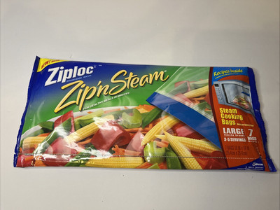 NEW Ziploc Zip 'N Steam Large Cooking Bags Microwave 7 Bags