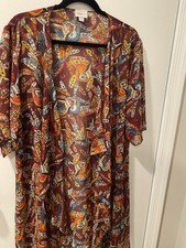 Lula Roe Womens Kimono M Tunic Open Front Colorful Cover Up Beachy Travel