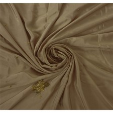 Sanskriti Vintage Brown Sarees Art Silk Hand Beaded Craft Fabric Cultural Sari