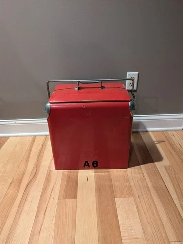 Vintage Acton MFG Red Cooler Ice Chest Coca Cola Colors Rare 1950s 1960s