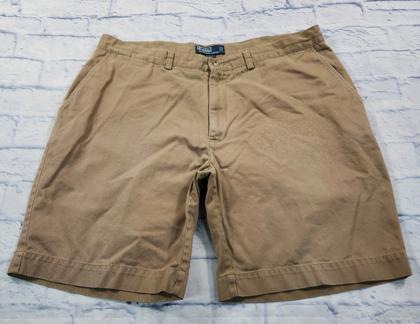 Polo Ralph Lauren Shorts MENS 38 Tan Prospect Short Flat Cotton Preppy VTG Y2K 2