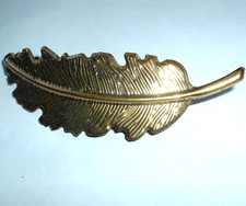 VINTAGE GOLDEN FEATHER 4" HAIR BARRETTE