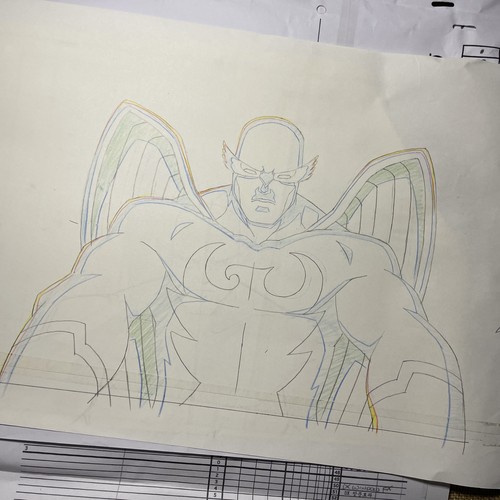 THE AVENGERS ASSEMBLE Animazione Arte Cels Layout Marvel Comics HAWKWING M82 - Foto 2 di 6