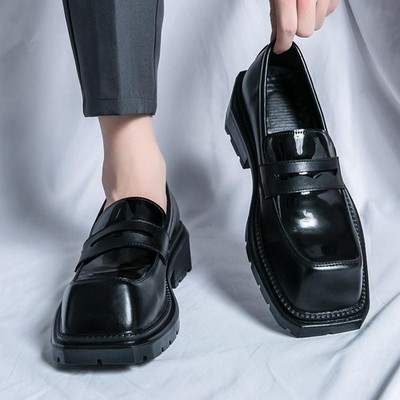 Men's Dress Square Toe Platform Business Derby Wedding Shoes Stage Loafers 2026