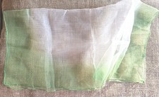 Vintage Ladies 1960s Sheer Green  White Scarf 100 Nylon Japan 25" Square