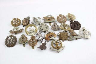 Mixed Military Cap Badges Inc RAC RASC S. Wales Bord Military Police Etc