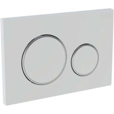 Dual Flush Plate Compatible With Geberit Sigma20 White Silver Edge 115.882.01.1