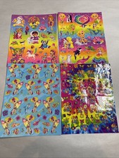 Vintage Lisa Frank Sticker Sheets Lot Of 4 Surfer Girl Angel Cat Butterfly Fish