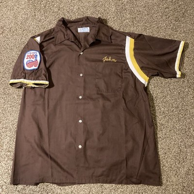 ’70s Hilton BOWLING SHIRT Vintage 70s Hilton Bowling Shirt Brown USA Chain Stitch Iron