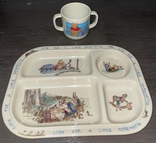 Classic Winnie the Pooh Vintage Selandia Melamine Sectioned Plate Cup
