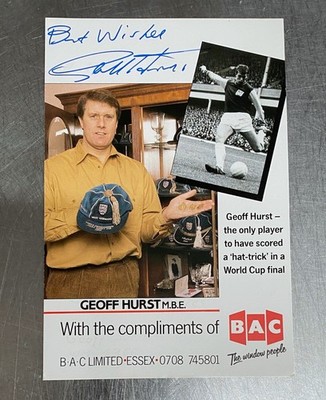 Geoff Hurst Fußball Weltmeister WM 66 England Autogrammkarte Handsigniert #91