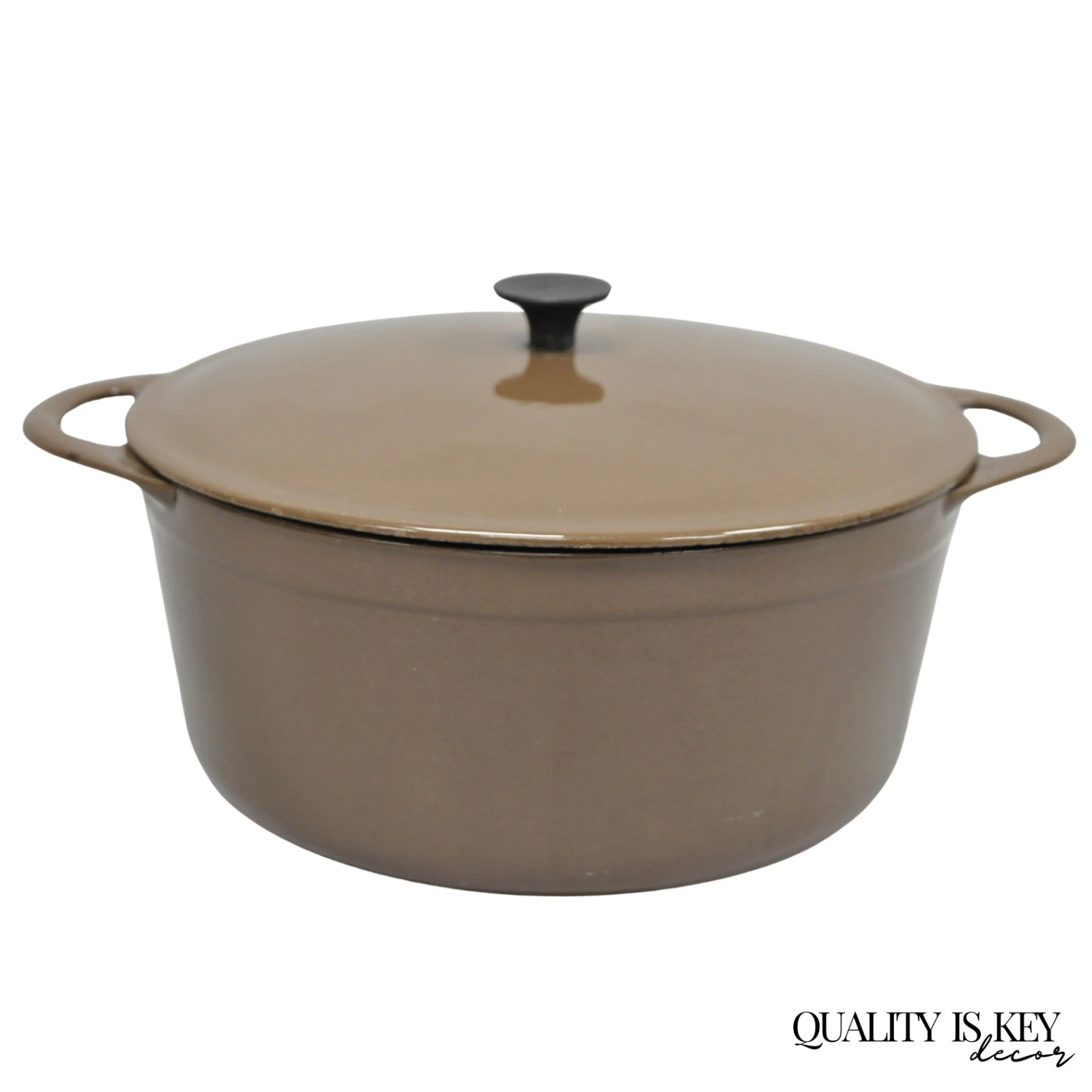 Vintage Cousances France Enameled Cast Iron Dutch Oven Pot Chocolate Brown # 22