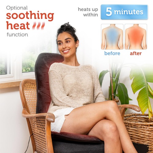 Massage Seat Cushion with Heat - 10 Vibration Motors, Back Massager for Chair... - Picture 3 of 7