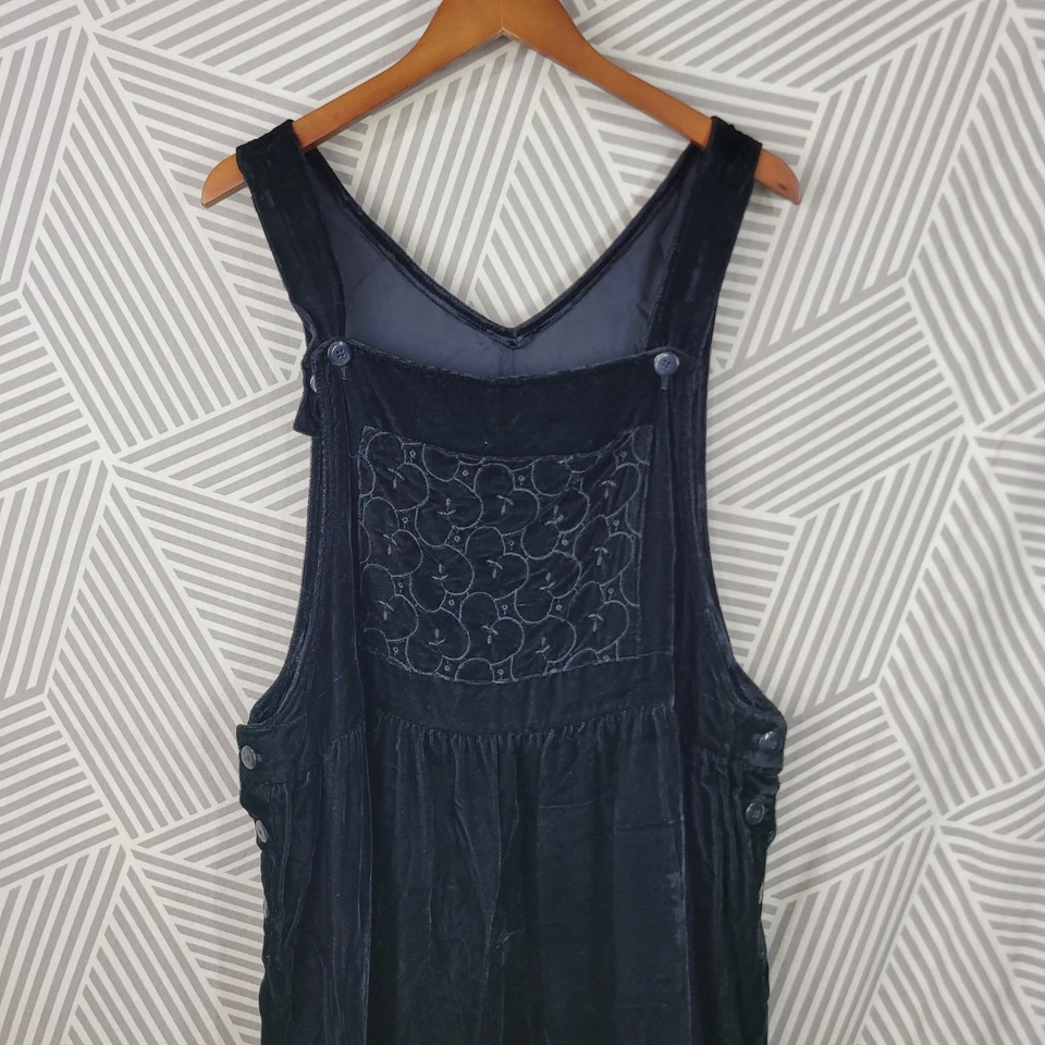 Vintage Velvet Overall Dress Plus 18W 20W 2X Jumper Goth Alt Black 18/20 Modest - Image 3 of 4