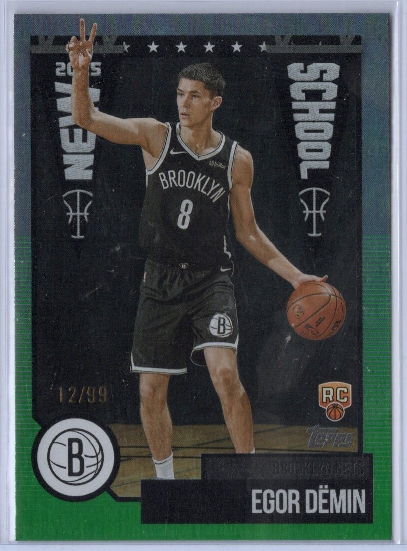2025-26 TOPPS EGOR DEMIN NEW SCHOOL GREEN RAINBOW ROOKIE RC SP /99 BROOKLYN NETS
