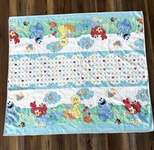 Vtg Sesame Street Baby Receiving Blanket Cloth Wrap Elmo Big Bird 27x32 Inches