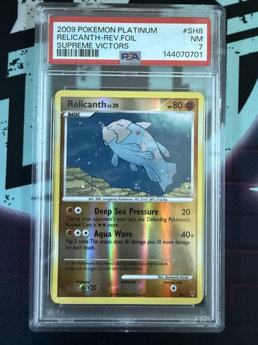 PSA 7 2009 Pokemon Supreme Victors Relicanth SH8 Reverse Holo Shiny New Cert