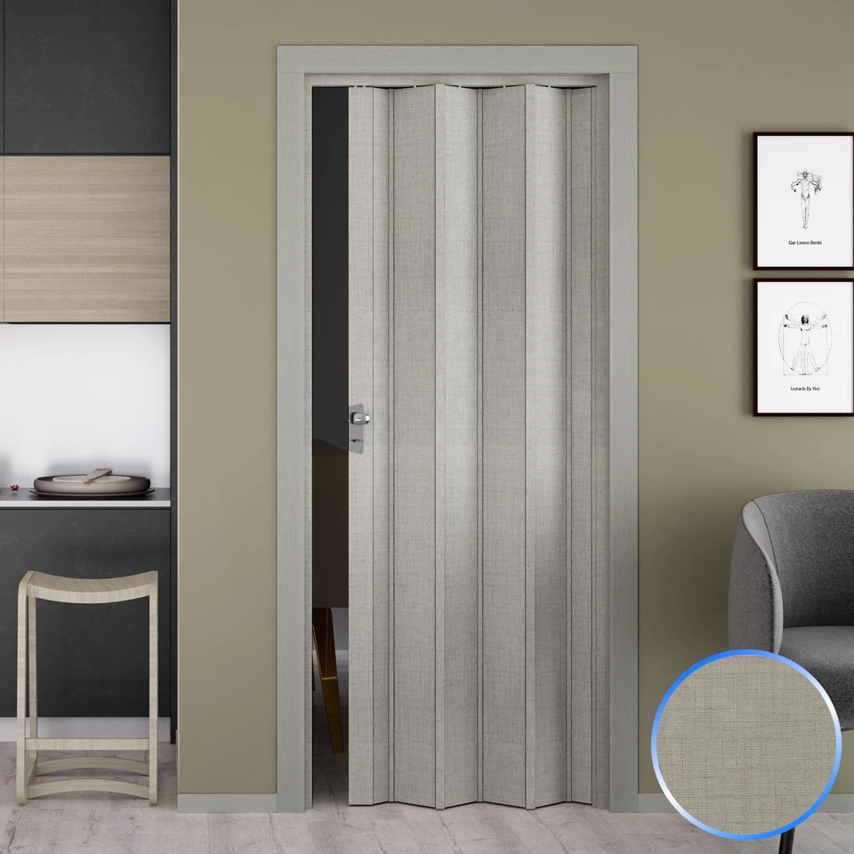 Forte Luciana 214x88,5cm Porte Pliante en PVC - Tissu Gris (PKL100346214)