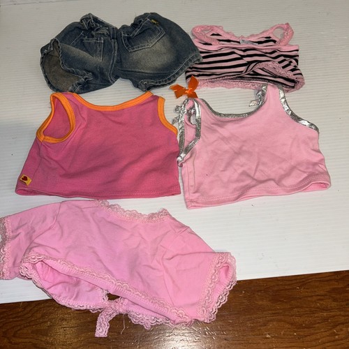 BUILD A BEAR BAB CLOTHING OUTFITS LOT 4 PINK TOPS+SHORTS - Picture 5 of 5