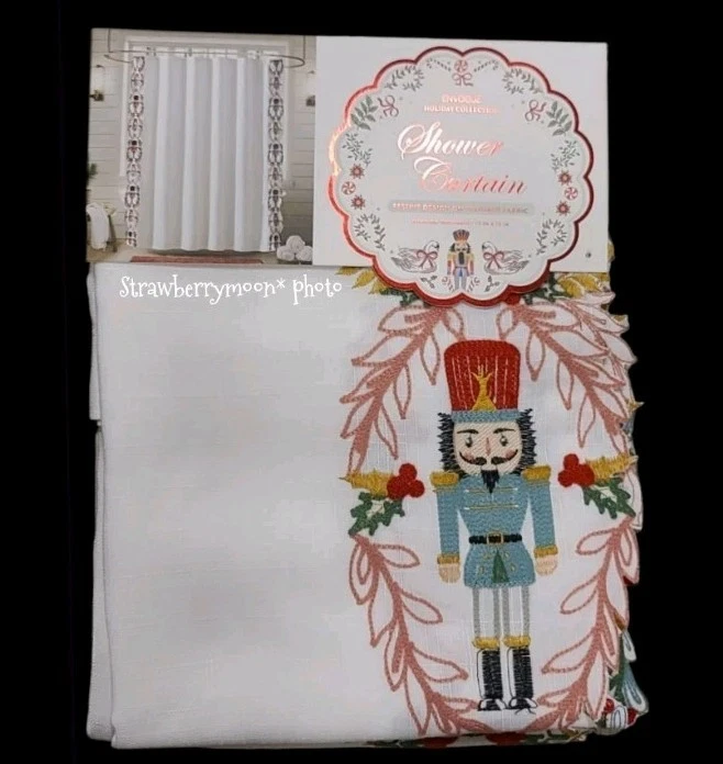 Cortina de Ducha Envogue Bordada Cascanueces Navidad Vacaciones Tela Festoneada Foto 2 de 4
