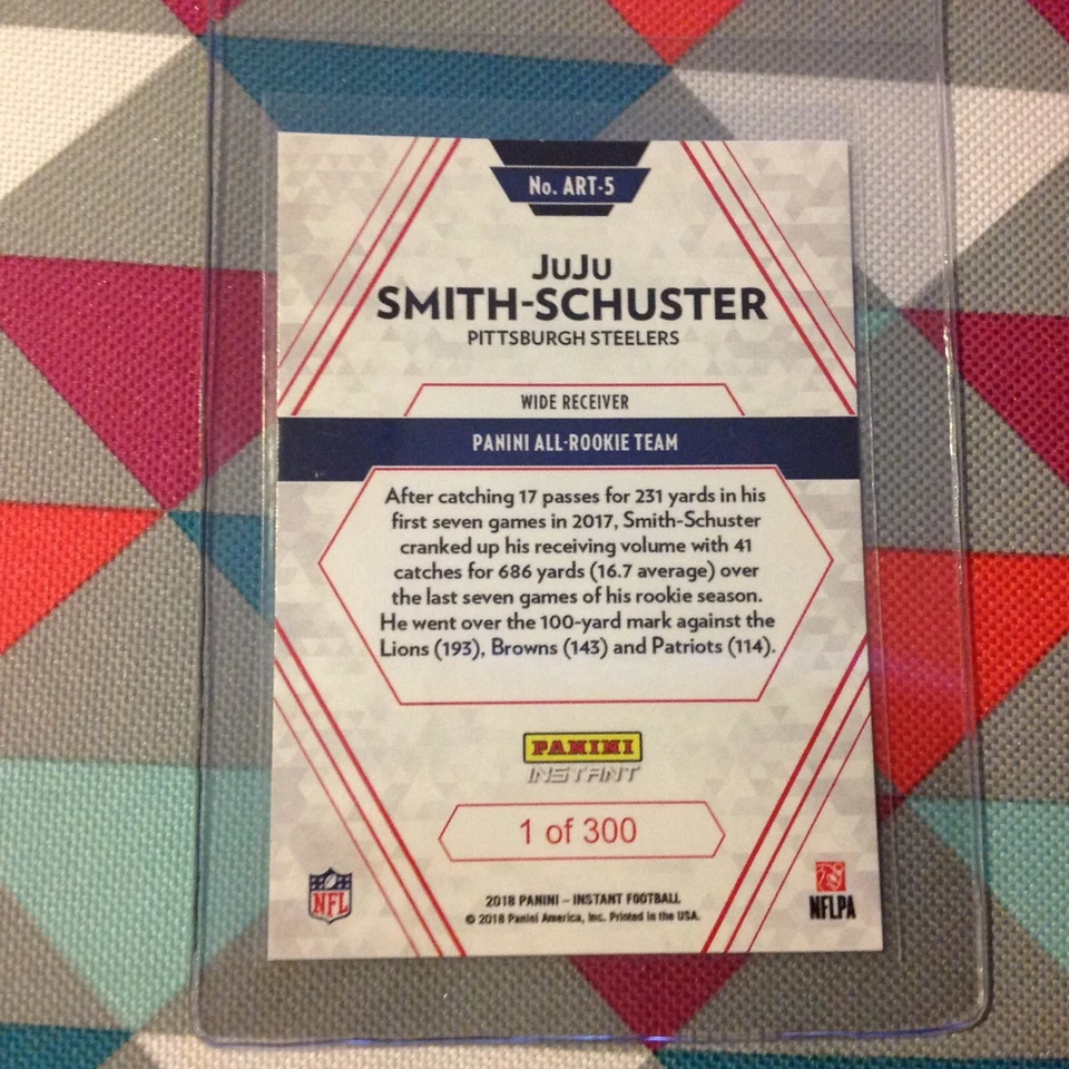 Juju Smith Schuster #5 Steelers RC 1 of 300 Made 2017 Panini Instant All-Rookie - Image 2 of 2