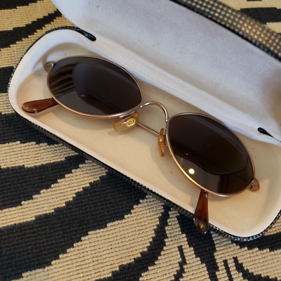 90's Giorgio Armani 221 816 OVAL Amber Tinted Gold Wire-Rimmed