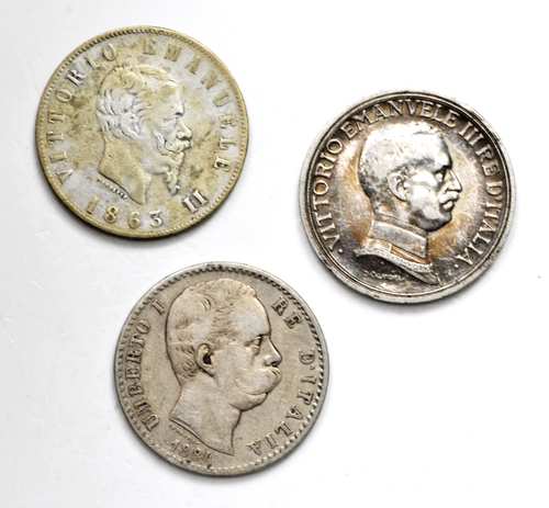ITALIA REGNO D'ITALIA 3 RE Lotto 3 monete da 2 Lire 1863N 1884 1916 - Argento - Imagen 2 de 2