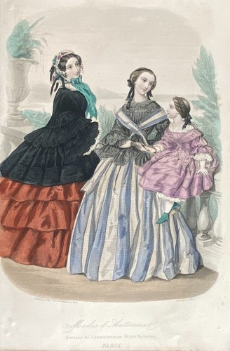 Engraving of Fashion 24x16 cm Journal of Young People 1855