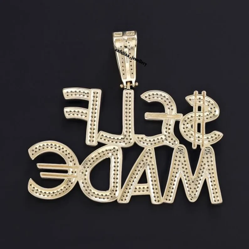 Colgante con nombre personalizado para hombre 3,50 quilates circonita cúbica chapado en oro plata 925 Foto 2 de 4