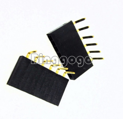 10Stks 1x6Pin Header 2.54mm Pitch Angle Female Right Single Row Socket Connector