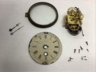 Antique Shelf Clock Brass Parts - Gears, Face, Hands, Bezel + Square Head Nails