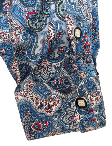 Jimmy Stuart Shirt Mens 5XL Blue Paisley Floral Long Sleeve Button Up Collared - Picture 5 of 9