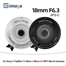 SGimage 18mm F6.3 APS-C Pancake Lens Manual Focus for Sony Nikon Fuji M43 Camera