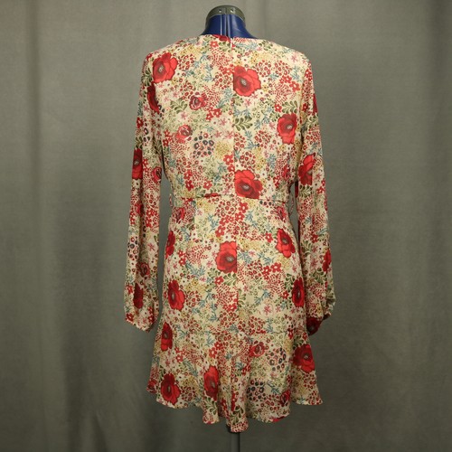 Altar'd State Floral Chiffon Faux Wrap Dress Bell Sleeve V-Neck Short Skirt M - Picture 10 of 24