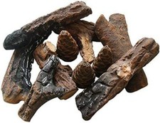 10 Pieces Ceramic Wood Gas Log Set Fireplace ...