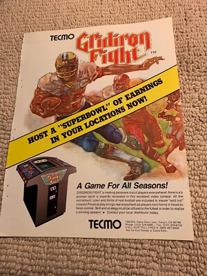 11- 8.5'' Gridiron Fight Host Super Bowl Tecmo arcade video game AD FLYER
