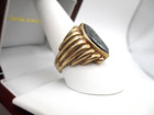 Vintage 10K Gold Hematite White Topaz Roman Soldier Men's Ring Size 9.5 [R288] — photo 2