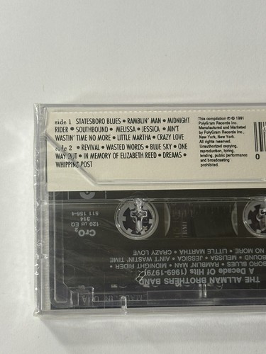 The Allman Brothers Band A Decade Of Hits 1969-1979 (Cassette, 1991) Sealed - Picture 6 of 9