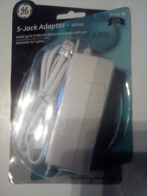 NIP GE brand 5 Jack adapter white. Install up to 5 telecom devices to one outlet