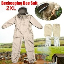 2XL Full Body Anti-Bee Suit Bee Keeper Suit Veil Hood Safe Protective Gloves US