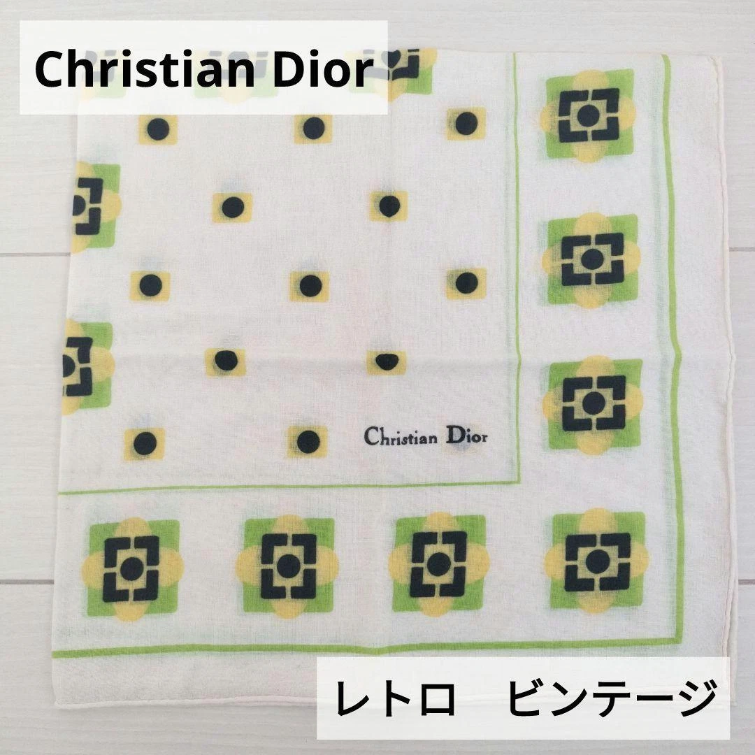 Authentique écharpe vintage Christian Dior motif points rétro 60 x 60 cm objet d'occasion