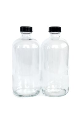 #ad 2 Clear 16 oz Glass Bottles with Lids $18.99