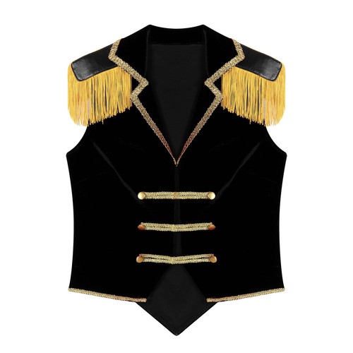 Women Circus Ringmaster Cosplay Vest Tops Sleeveless Tassels Velvet Waistcoat - Picture 22 of 38