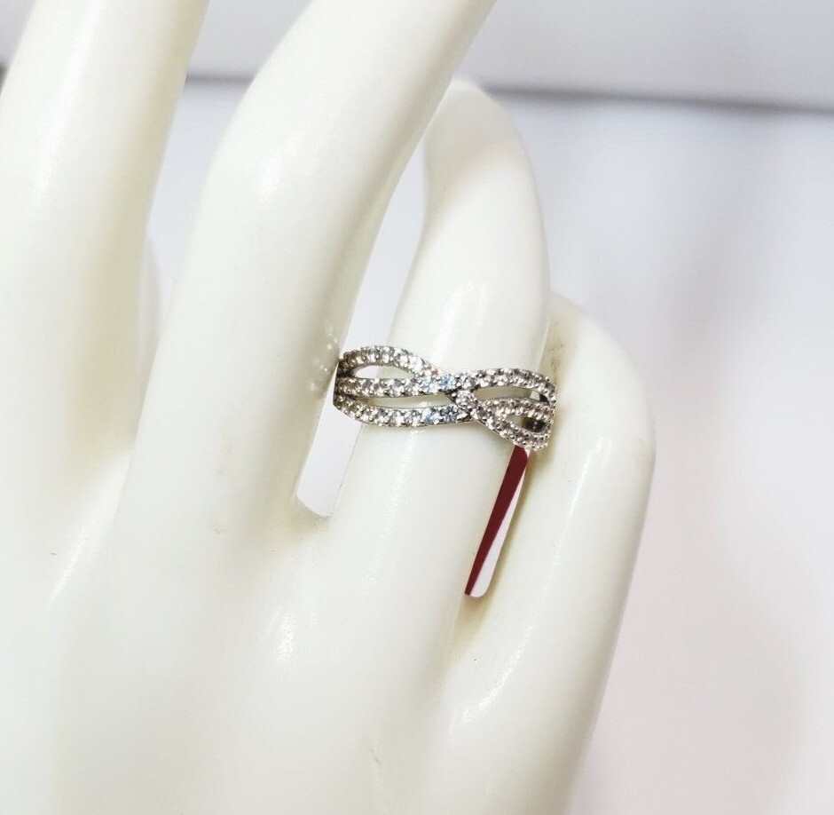 JCPenney Lab Created White Sapphire Crossover Ring in Sterling