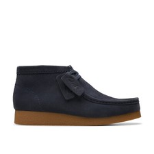 New Men Clarks Wallabee Evo Navy Blue Suede Leather Rubber Bottom lace up Shoes