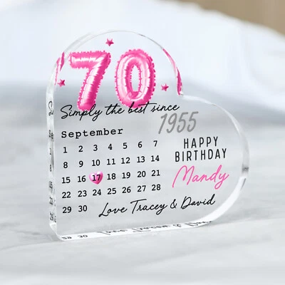 FROM WILLOW Personalised Happy 70th Birthday Gift Plaque, Birthday Gift For Nan Grandma Mum