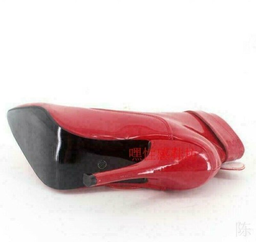 Women Ankle High Locking Sissy Maid Shoe Ballet Boots Sexy 36-46 12cm Heels @HA - Picture 5 of 17