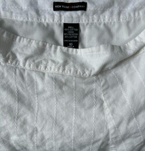New York & Company Women’s White 100% Cotton Skirt w/side Zipper - Sz 8 - Picture 2 of 3