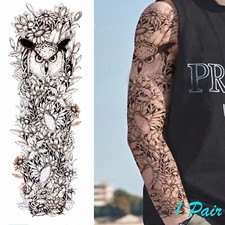 Large Temporary Tattoos Set Full Arm Body Art Stickers Waterproof Fake Tattoos